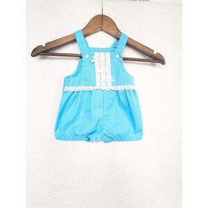 Vimtage Buster Brown Toddler‎ Girls Cotton Blue Turquoise Jumper Dress 12 Months